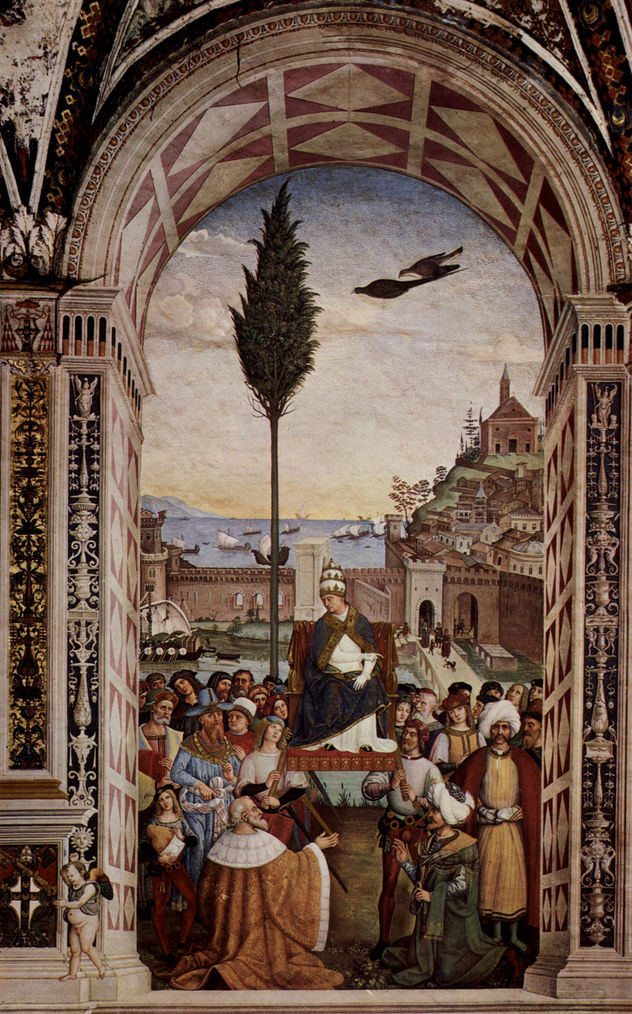 Ciclo de frescos sobre la vida y las acciones de Enea Silvio Piccolomini, Papa Pío II, en la biblioteca de la catedral de Siena, escena.