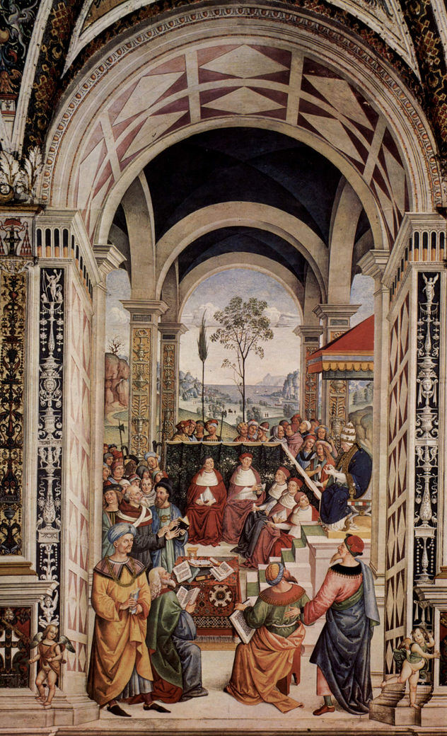 Ciclo de frescos sobre la vida y las acciones de Enea Silvio Piccolomini, Papa Pío II, en la biblioteca de la catedral de Siena, escena.