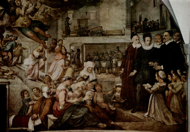 Detail del fresco del Ospedale degli Innocenti en Florencia