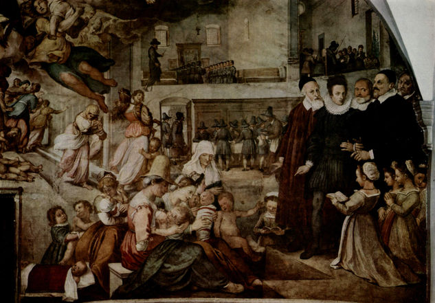 Detail of the fresco of the Ospedale degli Innocenti in Florence 