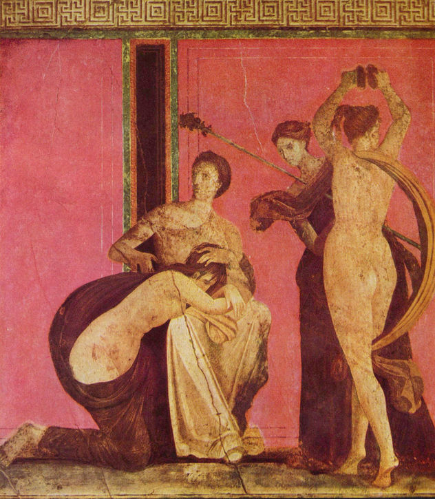 Friso dionisíaco con niña azotada y bacante, detalle