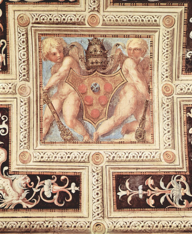 Decoración de la Capilla del Papa León X en Santa Maria Novella en Florencia, bóveda, escena