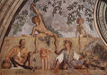 Frescos of the Seasons in the Medici Villa at Poggio a Cajano, left part of the lunette, scene