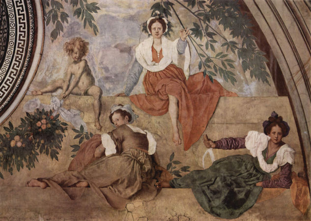 Frescos de las estaciones en la villa Medici en Poggio a Cajano, parte derecha de la luneta, escena 