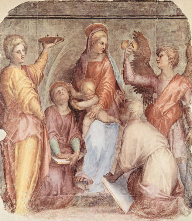 María con el niño Jesús y santos