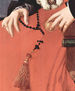 Porträt einer Dame in rotem Kleid, Detail