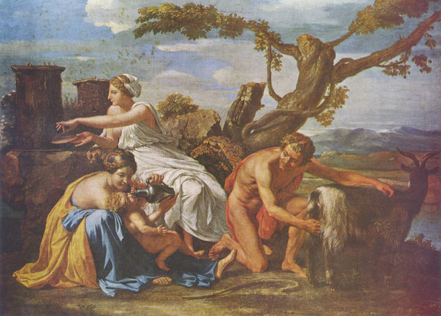 Jupiter fed by the goat Amalthea as a child 