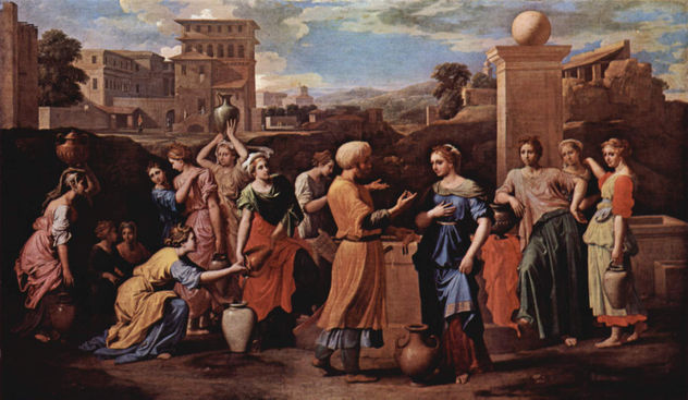 Rebekah at the Well with Eliezer, the Bride-Seeker on Behalf of Abraham for Isaac.