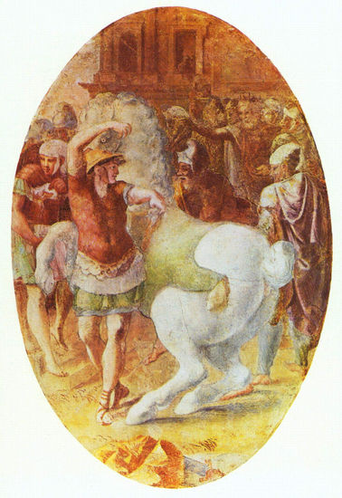 Alexander Taming Bucephalus, Oval 