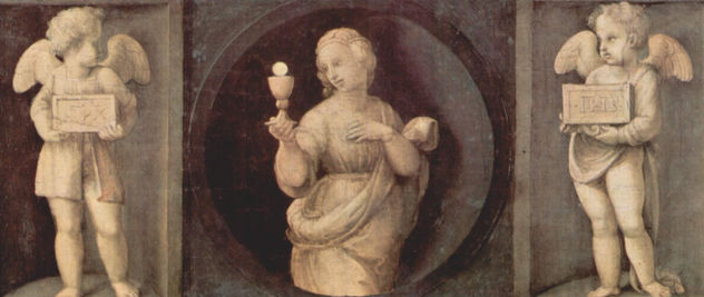 Altar de Baglioni, main panel, predella with representation of the cardinal virtues, scene