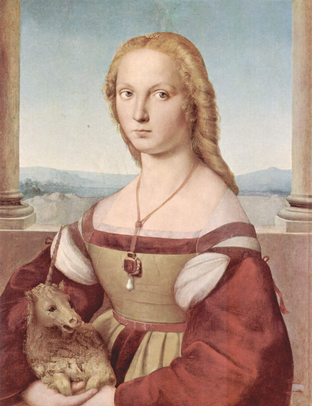 Portrait of a Young Woman with a Unicorn