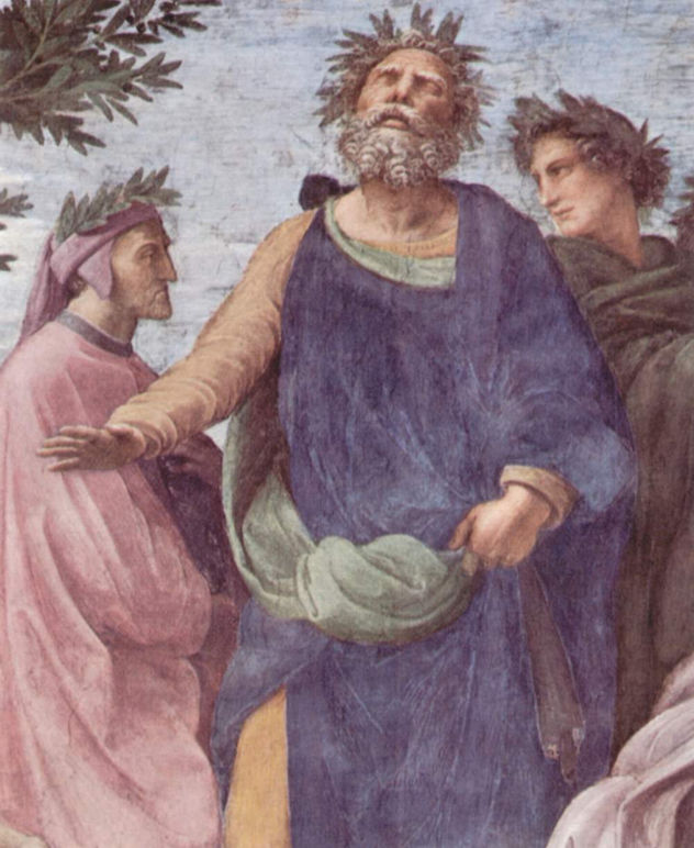 Stanza della Segnatura en el Vaticano para Julio II, fresco mural, escena