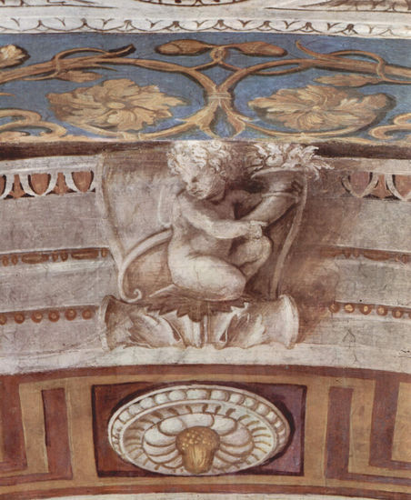 Stanza della Segnatura en el Vaticano para Julio II, fresco lunetal, escena 