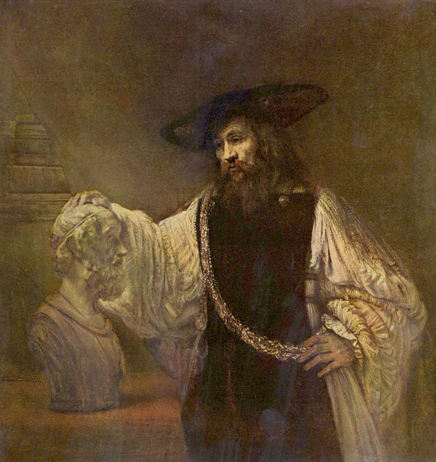 Aristoteles en frente del torso de Homero