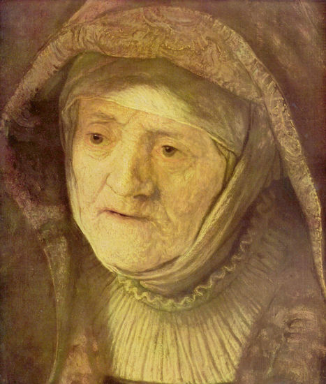 Retrato de la madre de Rembrandt, detalle, óvalo 