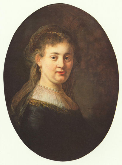 Retrato de Saskia con velo, óvalo 