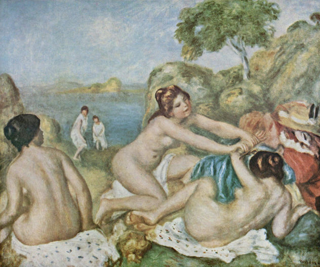Three Girls Swimming with Crab