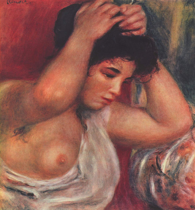 Young Woman Combing Her Hair