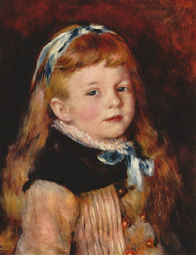 Mademoiselle Grimprel con cinta azul en el cabello