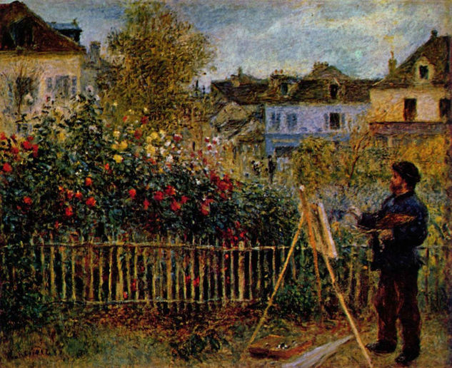 Monet pintando en su jardín en Argenteuil 