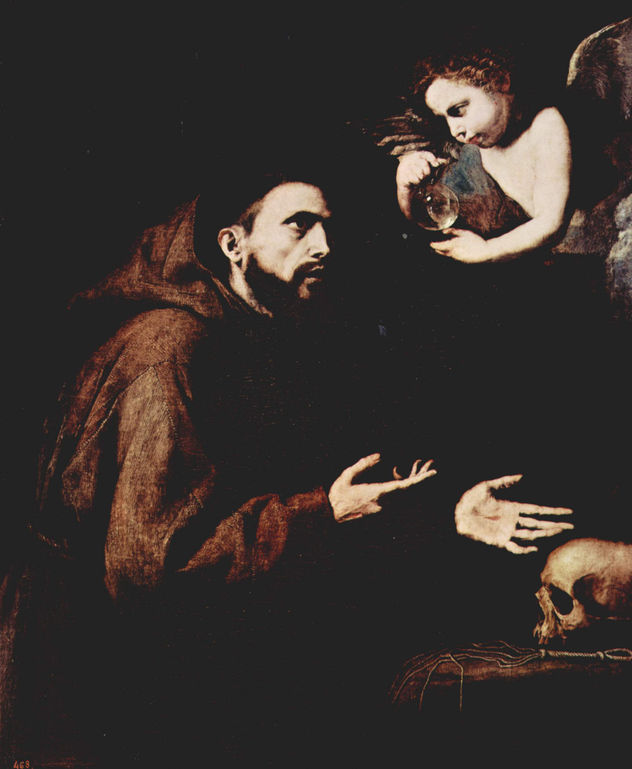El Santo Francisco de Asís y el ángel con la botella de agua