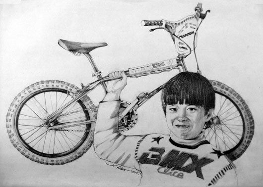 Retrato de bici con niño Pencil