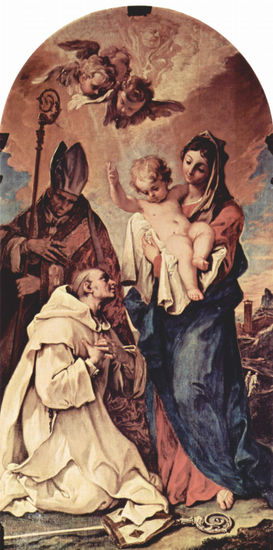 Aparición de la Madonna ante el Santo Bruno de Colonia y el Santo Hugo, obispo de Lincoln. 