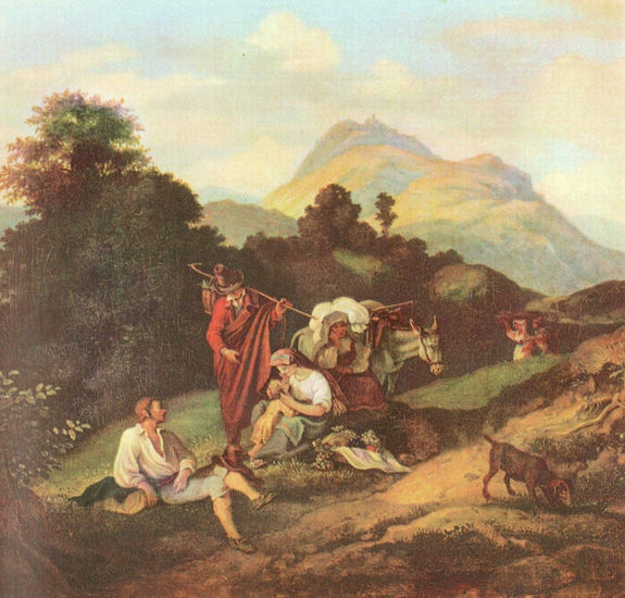 Italian Landscape with Hikers at Rest 