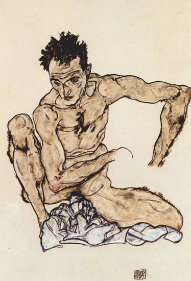 Hunched Male Nude (Self-Portrait) 