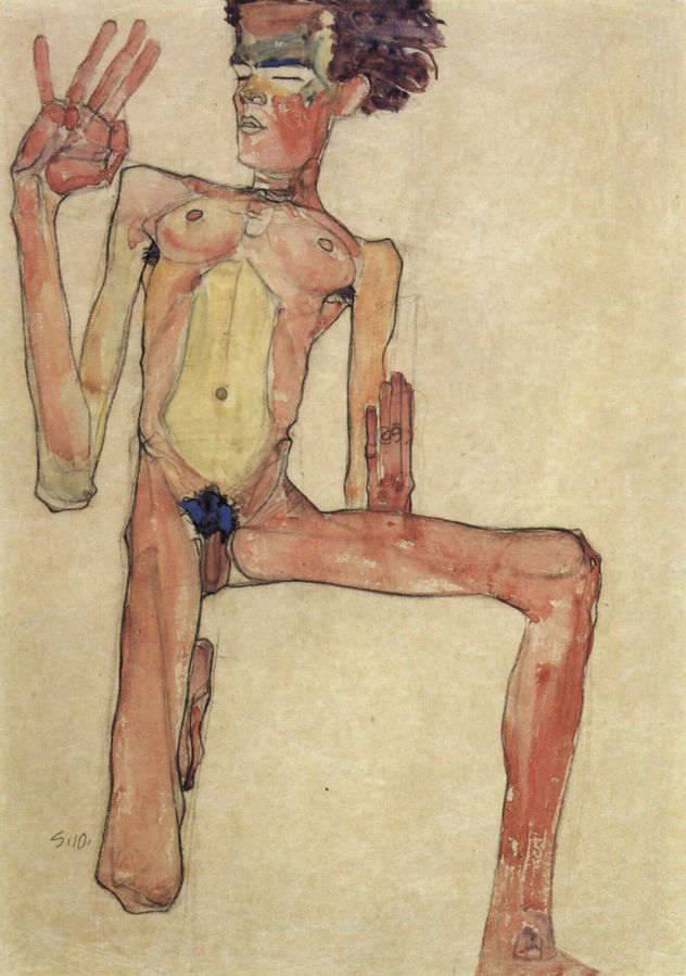 Kneeling Act, Self-Portrait