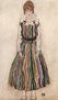 Portrait of Edith Schiele in a Striped Dress