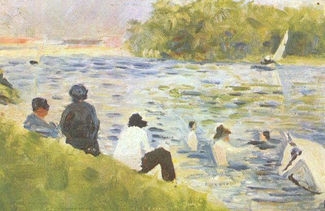 Bather and White Horse in the River 