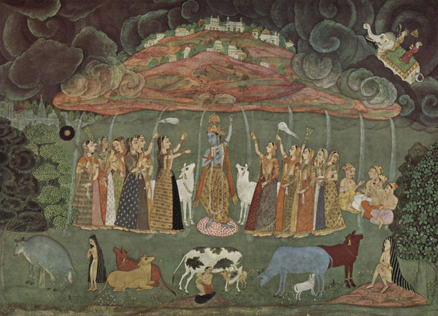 Krishna and the Govardhan Mountain 