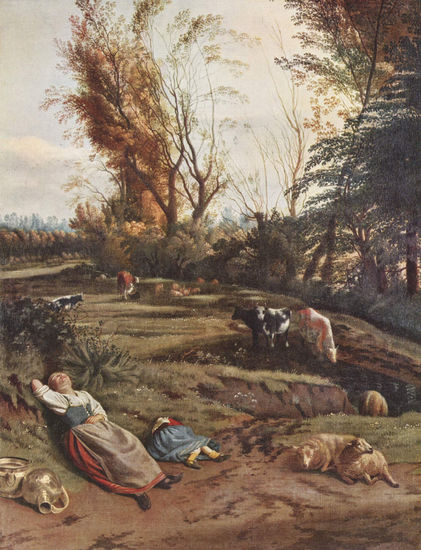 Pasture with Two Shepherdesses Sleeping 