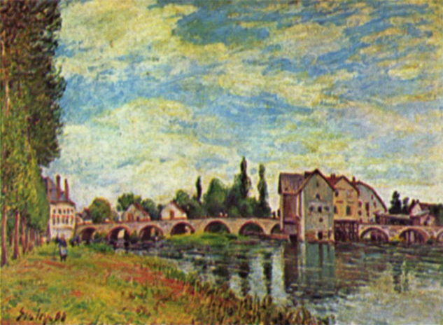 Bridge and Mill of Moret in Summer 