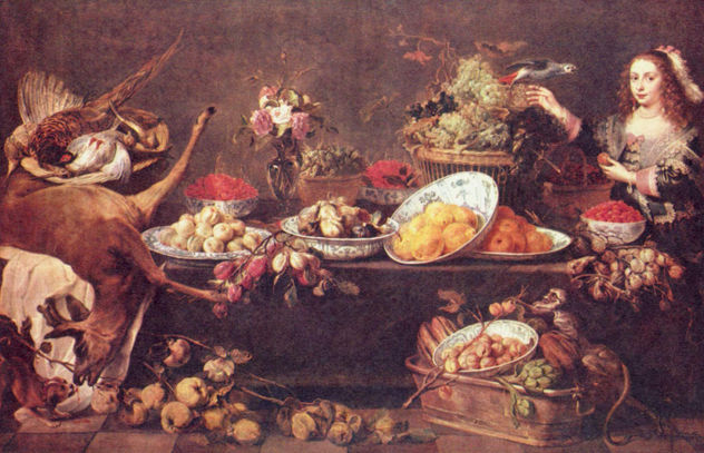 Great Still Life with a Lady and a Parrot