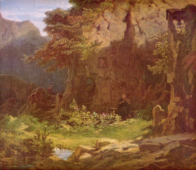 Hermit, playing the violin 