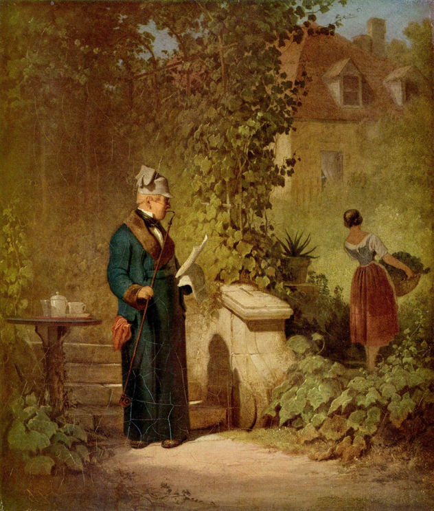 Newspaper Readers in the Garden