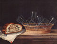 Basket with glasses, pâté, and a letter