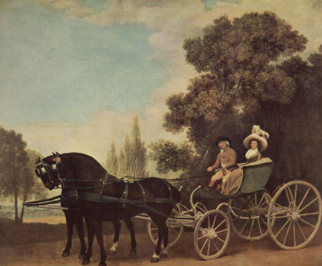 Dame und Herr in einem Phaeton 