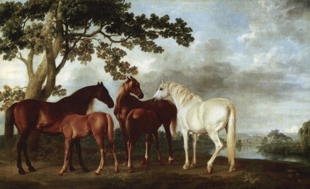 Mares and Colts in a River Landscape 