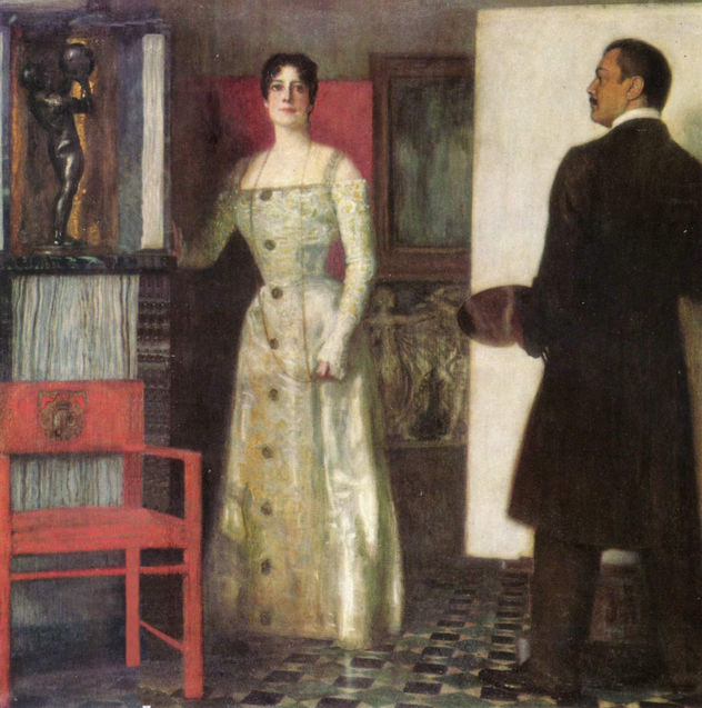 Autorretrato del pintor y su esposa en el taller