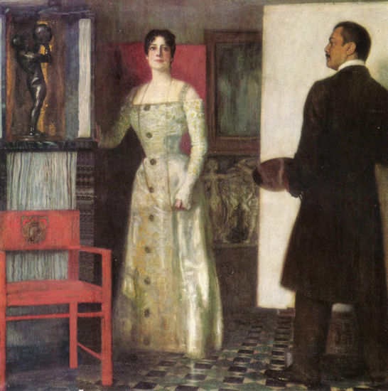 Autorretrato del pintor y su esposa en el taller 