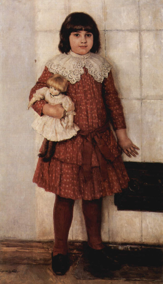 Retrato de Olga Vasílievna Surikova, hija del artista (niña con muñeca)
