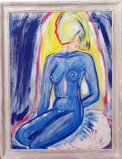 desnudo azul Acrylic Panel Figure Painting