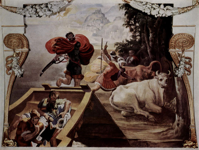 The companions of Odysseus steal the cattle of Helios. 