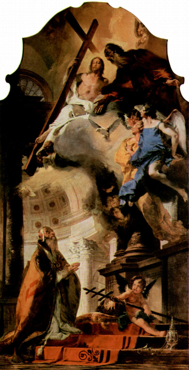 Pope Clement I Praying to the Holy Trinity.