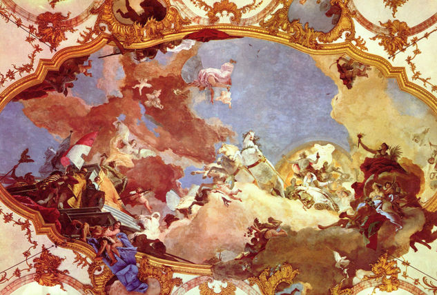 Frescos en la sala del emperador del palacio de Würzburg, fresco de techo, escena 