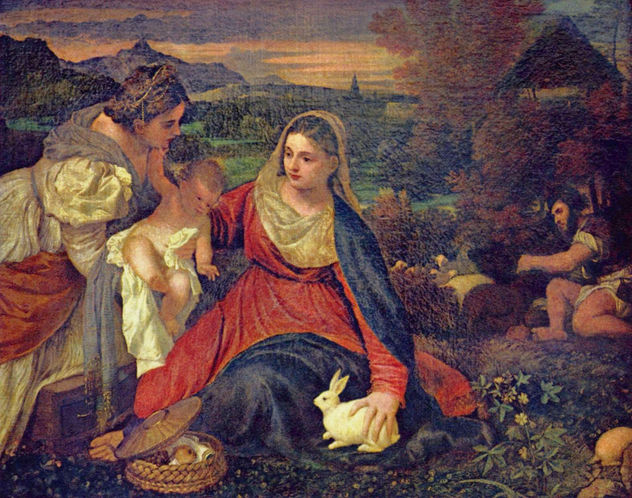 Virgen del conejo, escena