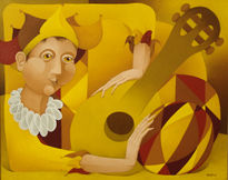 Harlequin with lute